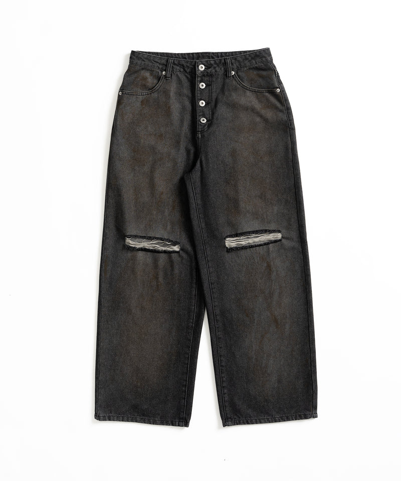 WIDE LOOSE DAMAGE MUD DENIM/ワイドルーズダメージマッドデニム