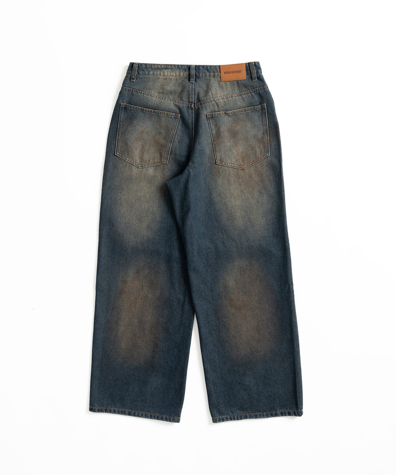 WIDE LOOSE DAMAGE MUD DENIM/ワイドルーズダメージマッドデニム