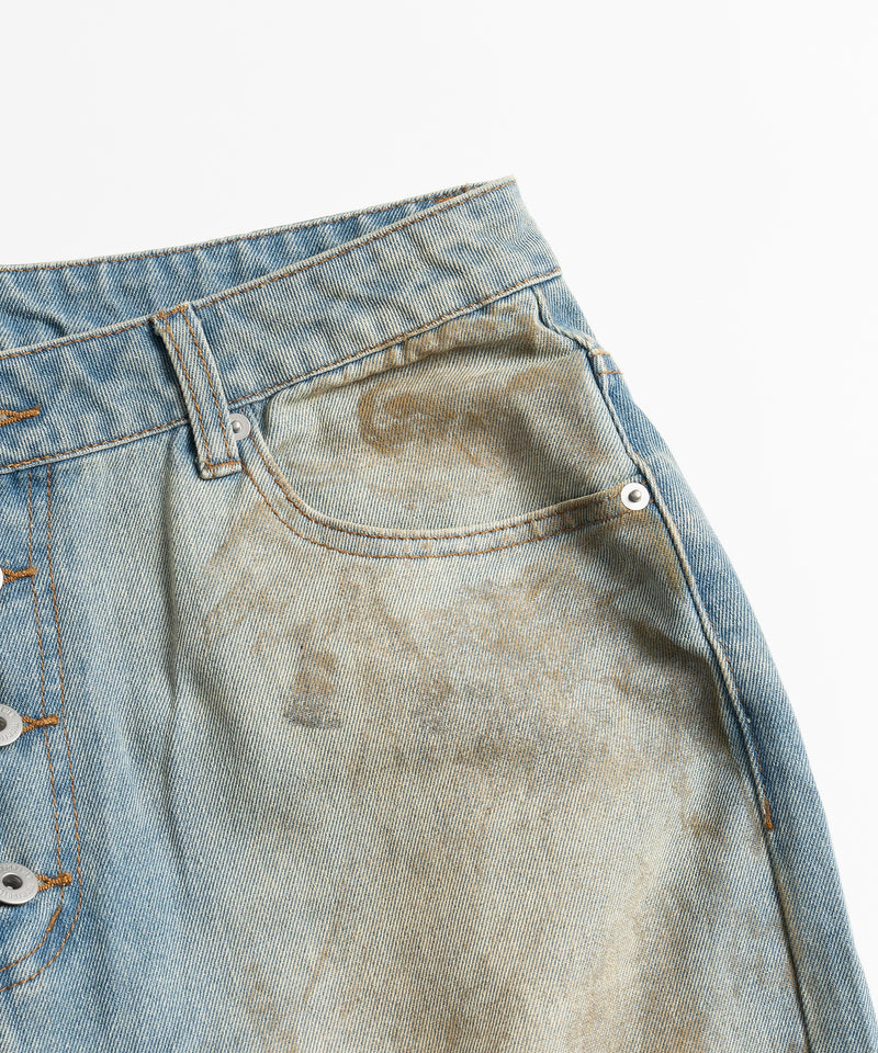 WIDE LOOSE DAMAGE MUD DENIM/ワイドルーズダメージマッドデニム