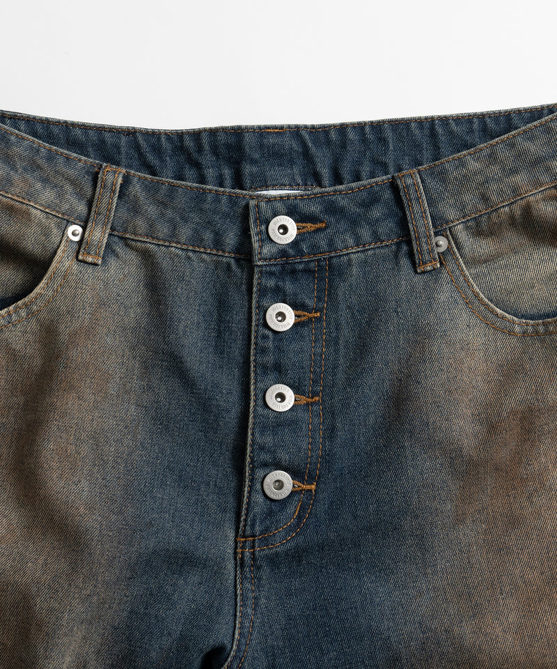 WIDE LOOSE DAMAGE MUD DENIM/ワイドルーズダメージマッドデニム