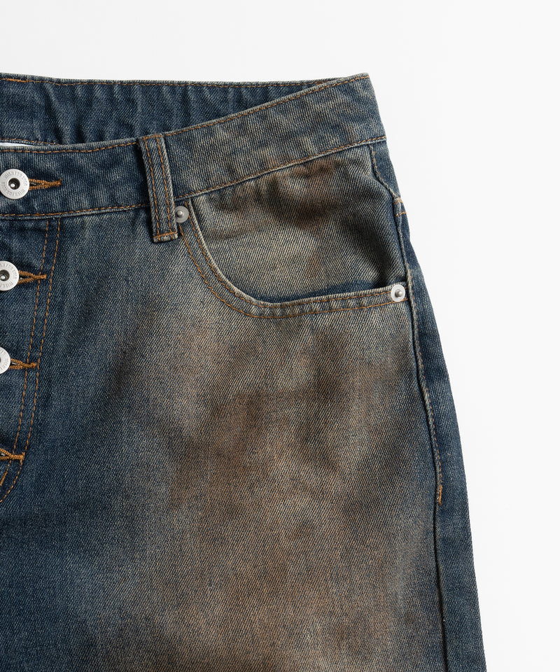 WIDE LOOSE DAMAGE MUD DENIM/ワイドルーズダメージマッドデニム