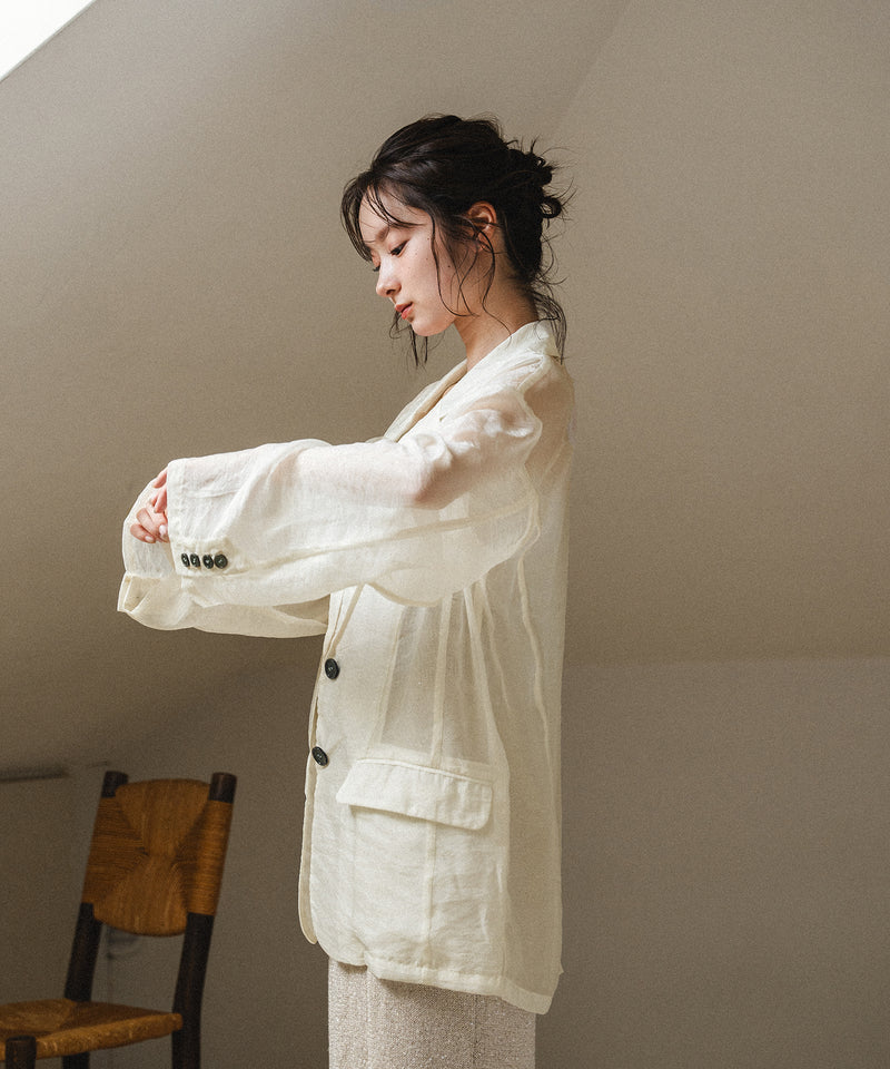 shell like button sheer jacket / シェル調ボタンシアージャケット