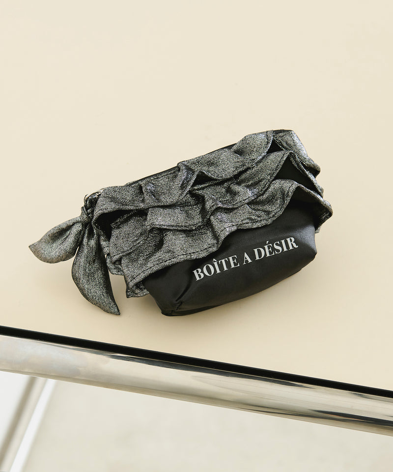 foil frill satin pouch / 箔フリルサテンポーチ