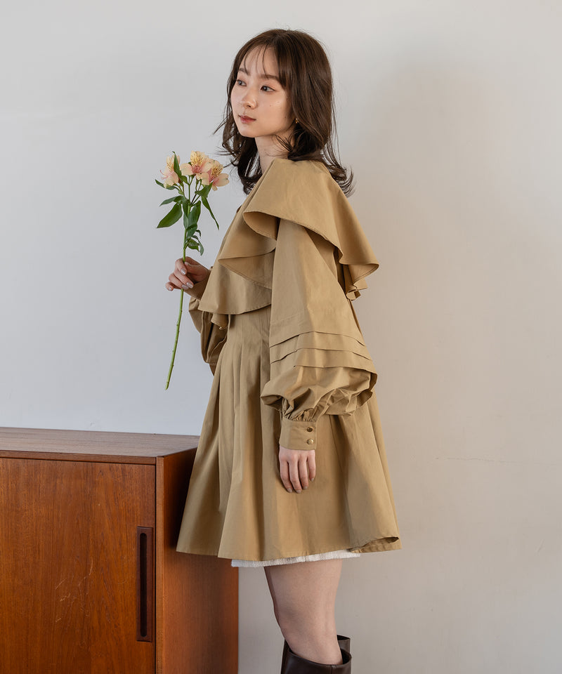 volume sleeve tunic onepiece / ボリュームスリーブフリルチュニックワンピース