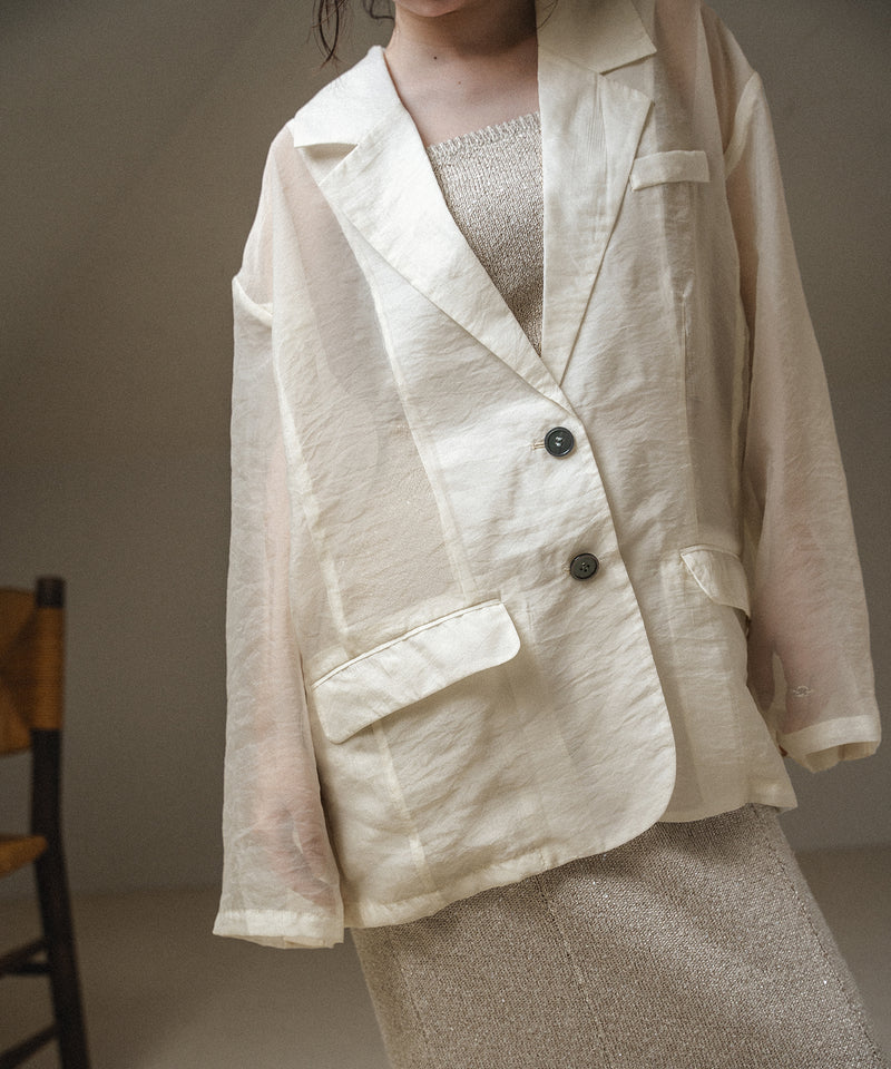 shell like button sheer jacket / シェル調ボタンシアージャケット