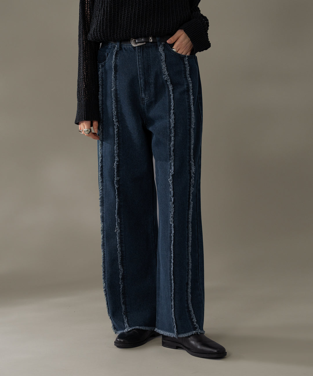 GIDEAL フリンジデニムセットアップ　size2 ジャケット＆パンツ AI0063フリンジデニムセットアップ | ファッション通販