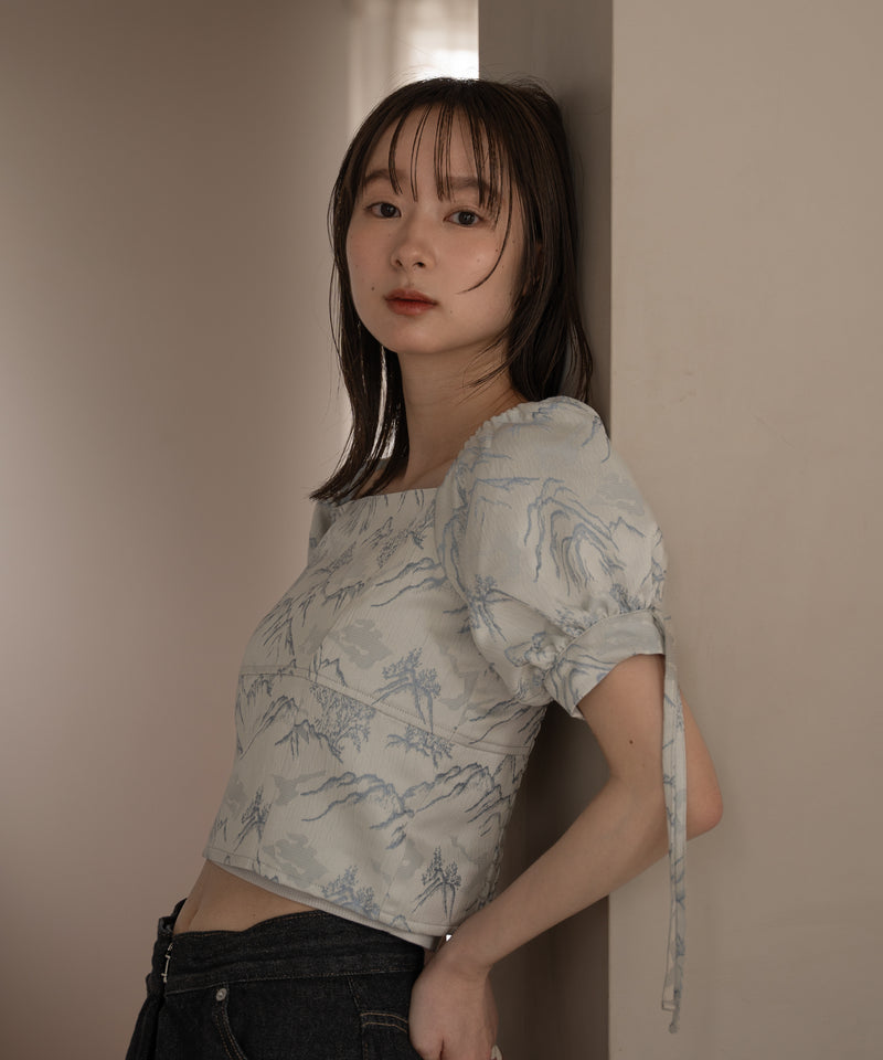 jacquad puff blouse / ジャガードパフブラウス