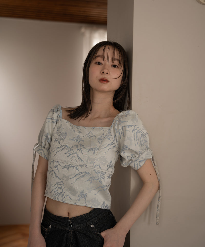 jacquad puff blouse / ジャガードパフブラウス