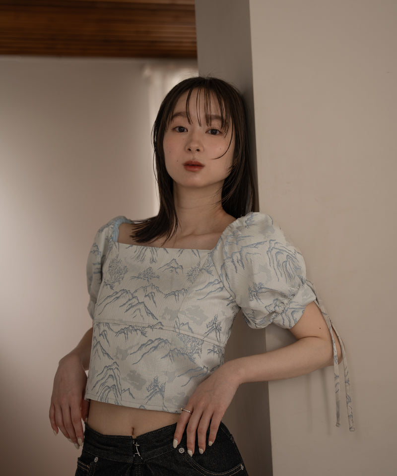 jacquad puff blouse / ジャガードパフブラウス