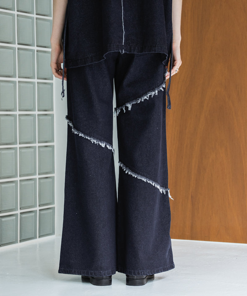 【selleglant｜セレグランテ】FRINGE DENIM WIDE PANTS/フリンジデニムワイドパンツ