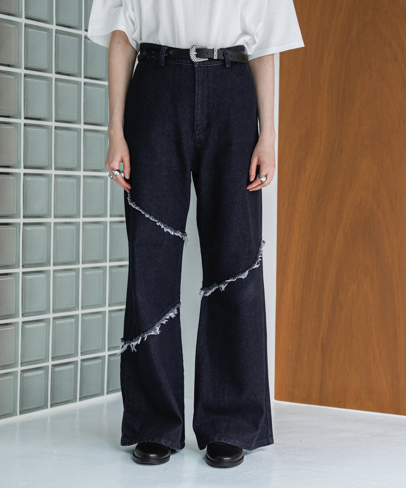 【selleglant｜セレグランテ】FRINGE DENIM WIDE PANTS/フリンジデニムワイドパンツ