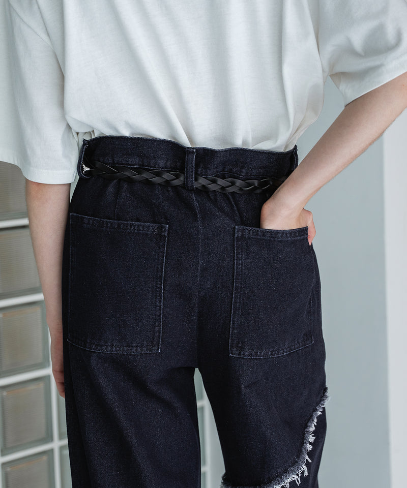 【selleglant｜セレグランテ】FRINGE DENIM WIDE PANTS/フリンジデニムワイドパンツ