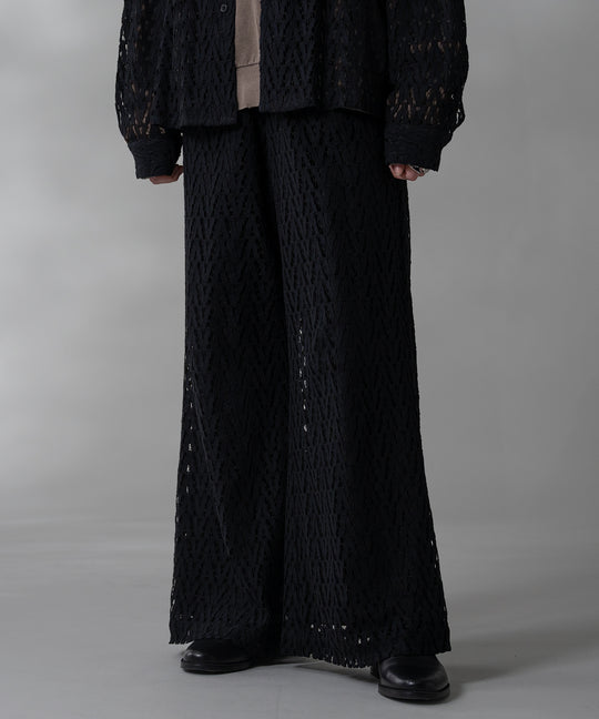 【selleglant｜セレグランテ】CORD LASE WIDE SHEER PANTS/コードレースワイドシアーパンツ
