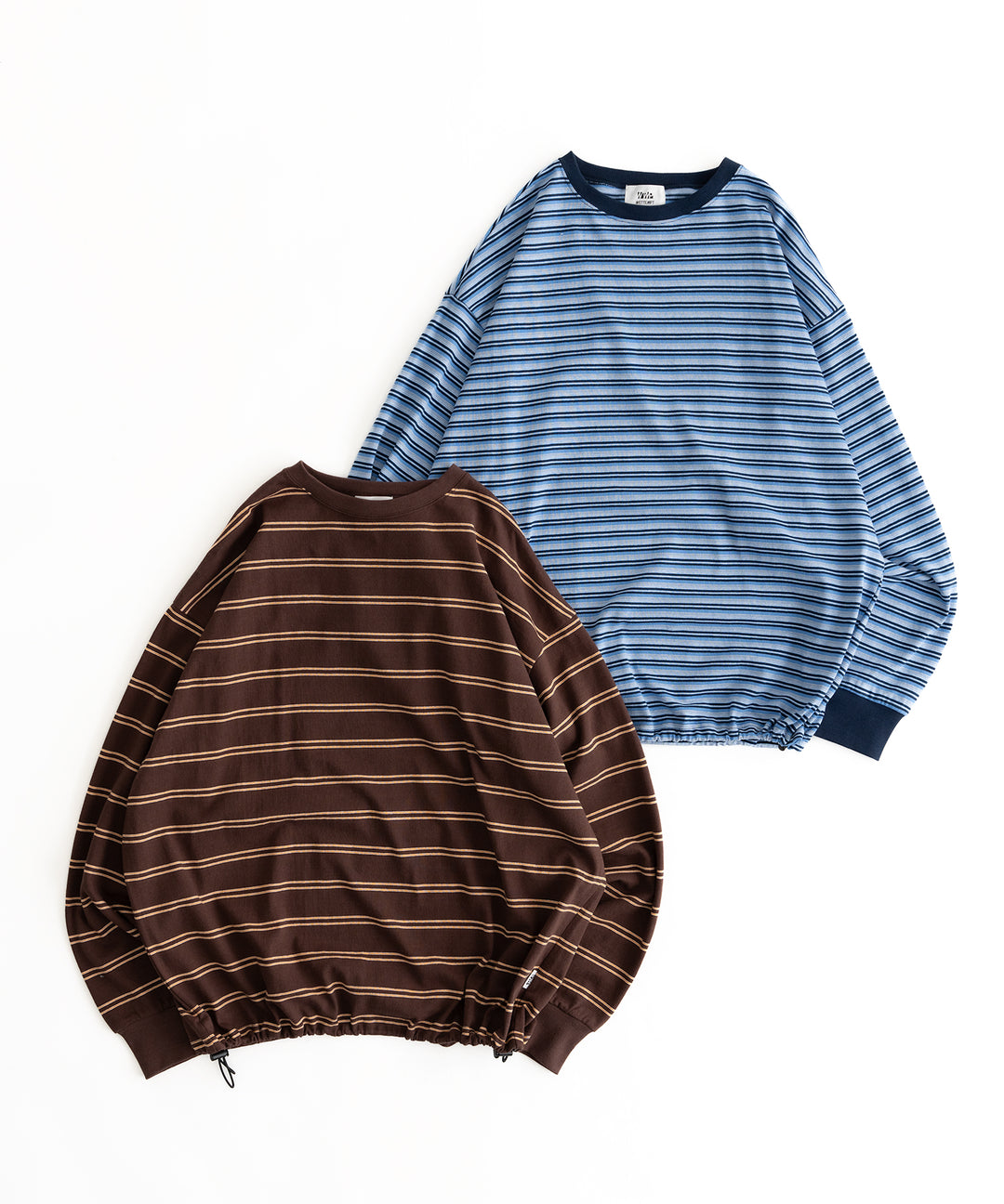 WETTEMPT｜ウィテンプト】DRAW CORD MULTI BORDER LONG TEE