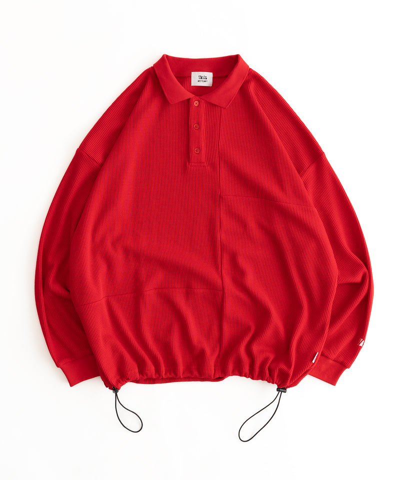 【WETTEMPT｜ウィテンプト】WAFFLE LONG POLO SHIRT / ワッフルロングポロシャツ