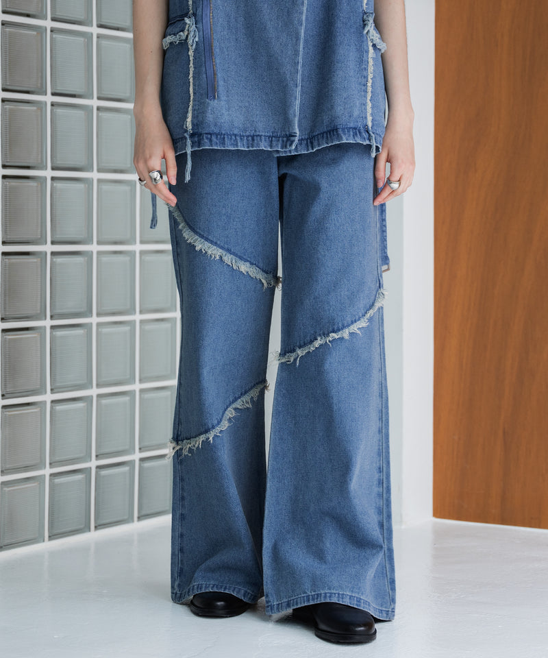 【selleglant｜セレグランテ】FRINGE DENIM WIDE PANTS/フリンジデニムワイドパンツ