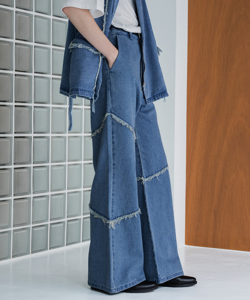 【selleglant｜セレグランテ】FRINGE DENIM WIDE PANTS/フリンジデニムワイドパンツ