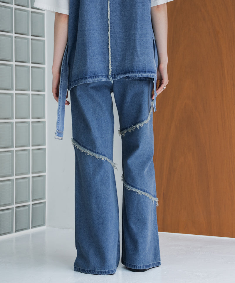 【selleglant｜セレグランテ】FRINGE DENIM WIDE PANTS/フリンジデニムワイドパンツ