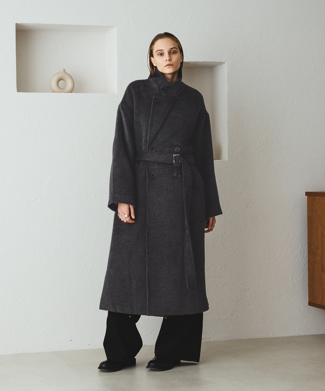 selleglant｜セレグランテ】DOUBLE BRESTED SHAGGY MUFFLER COAT