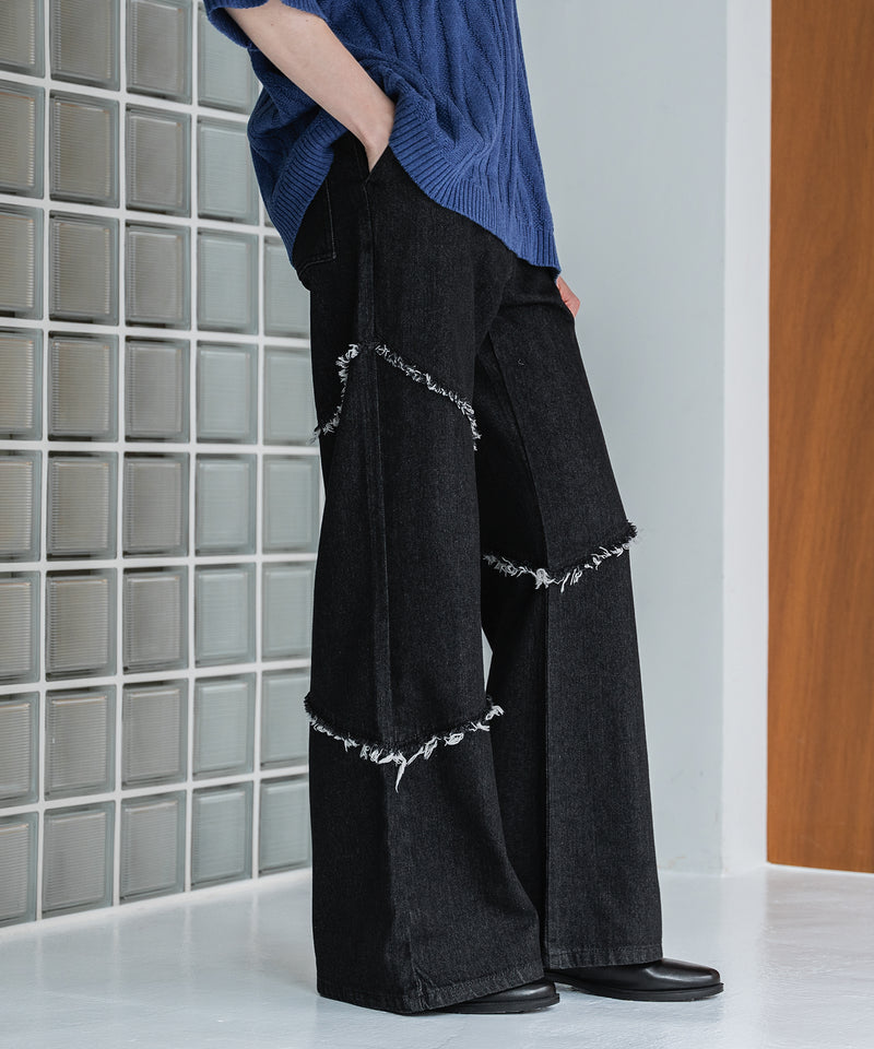 【selleglant｜セレグランテ】FRINGE DENIM WIDE PANTS/フリンジデニムワイドパンツ