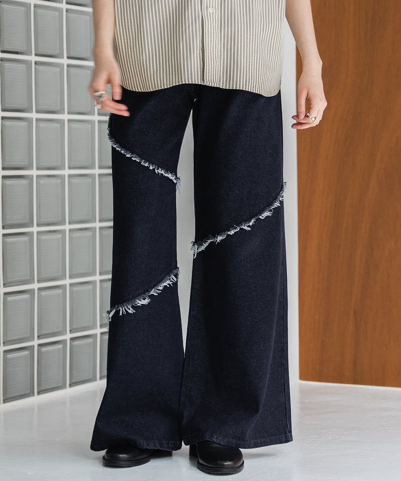 【selleglant｜セレグランテ】FRINGE DENIM WIDE PANTS/フリンジデニムワイドパンツ