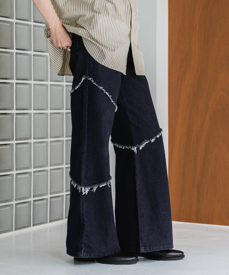 【selleglant｜セレグランテ】FRINGE DENIM WIDE PANTS/フリンジデニムワイドパンツ