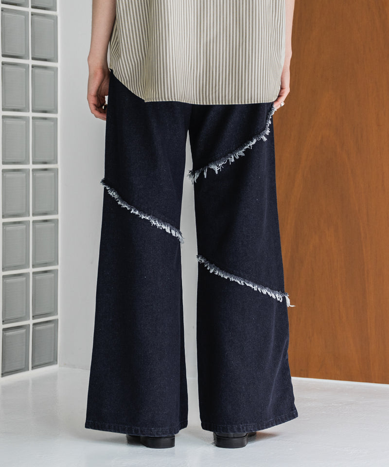 【selleglant｜セレグランテ】FRINGE DENIM WIDE PANTS/フリンジデニムワイドパンツ