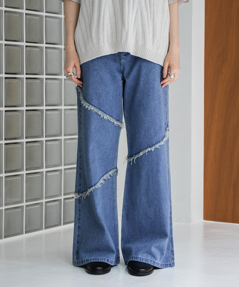 【selleglant｜セレグランテ】FRINGE DENIM WIDE PANTS/フリンジデニムワイドパンツ