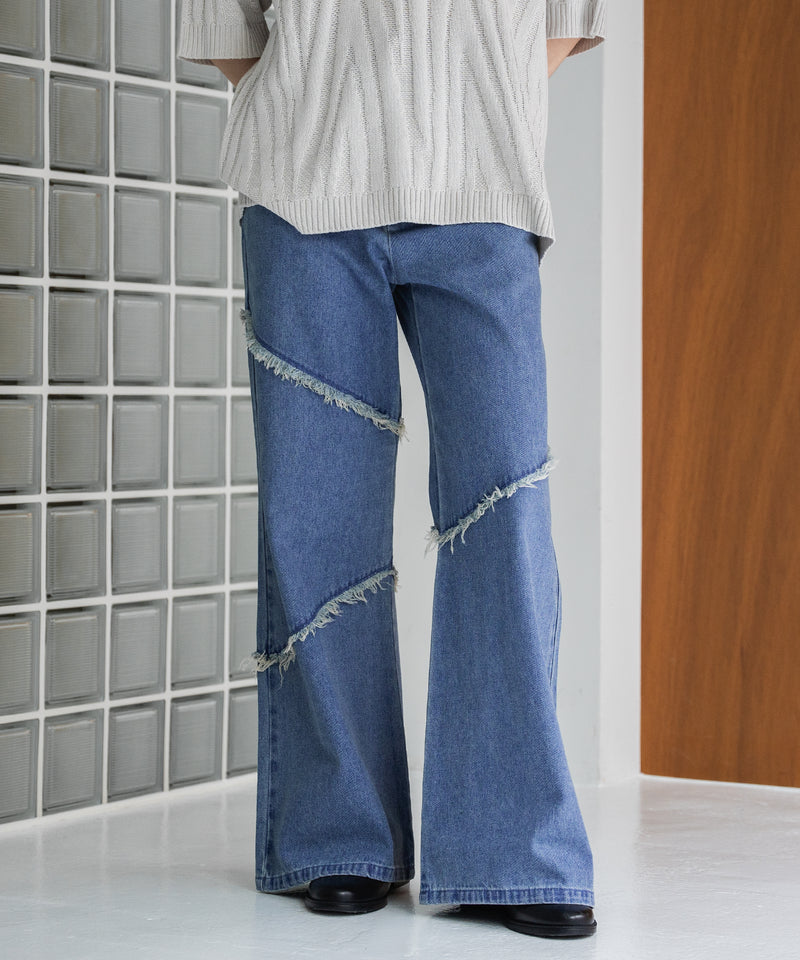 【selleglant｜セレグランテ】FRINGE DENIM WIDE PANTS/フリンジデニムワイドパンツ