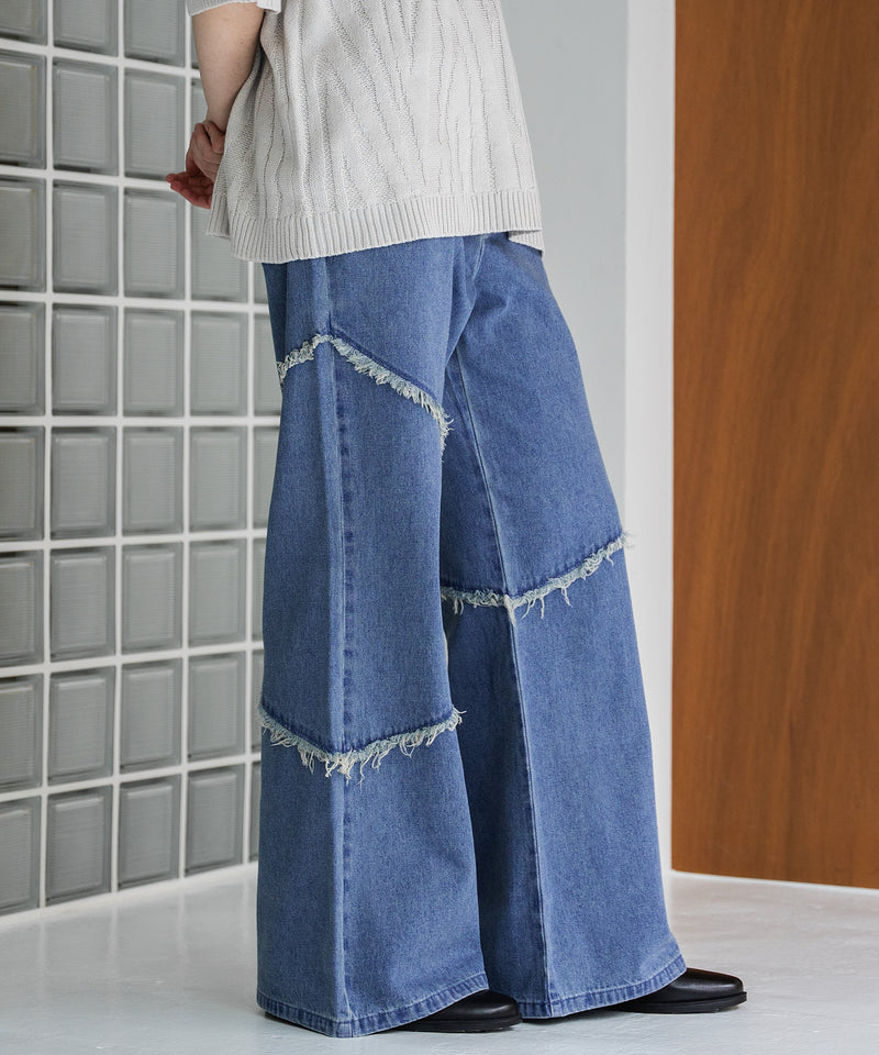 【selleglant｜セレグランテ】FRINGE DENIM WIDE PANTS/フリンジデニムワイドパンツ