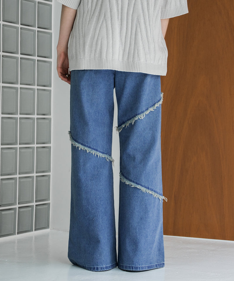 【selleglant｜セレグランテ】FRINGE DENIM WIDE PANTS/フリンジデニムワイドパンツ