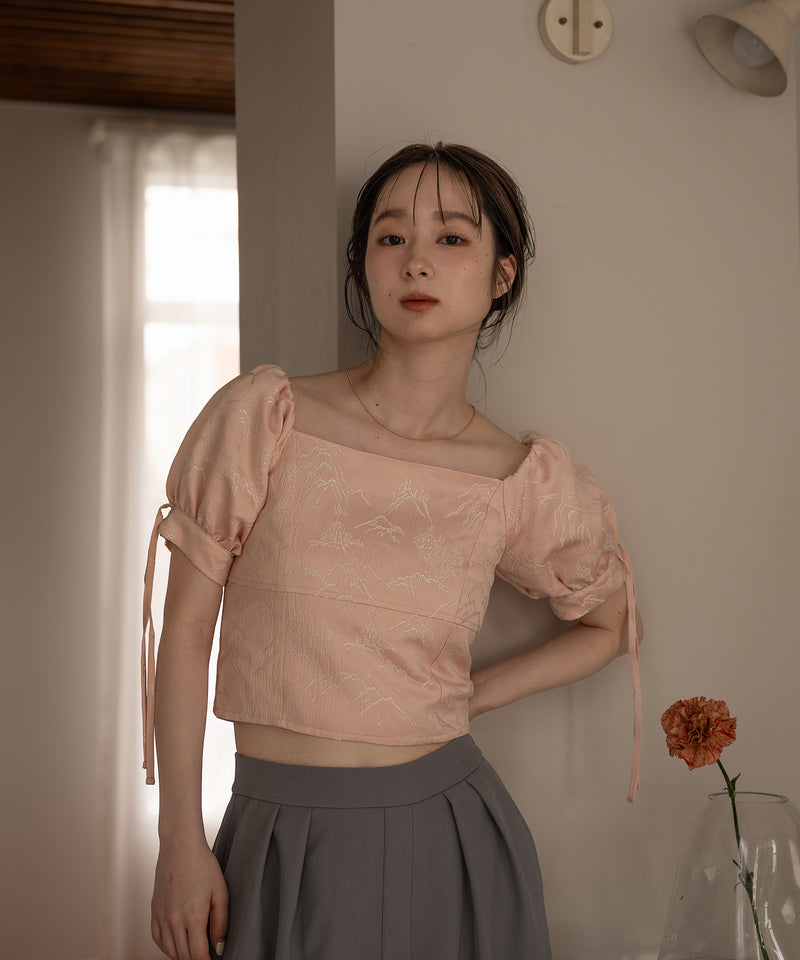 jacquad puff blouse / ジャガードパフブラウス