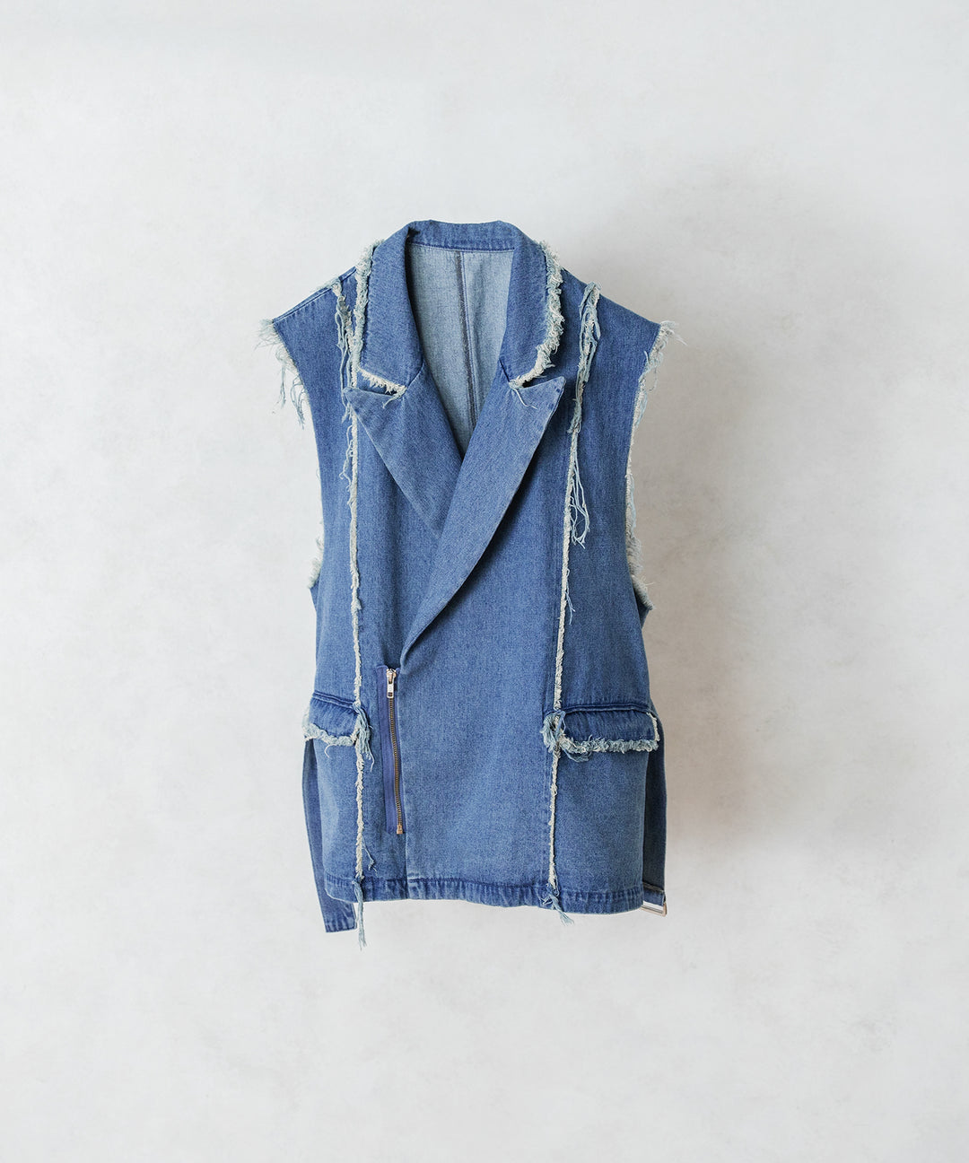 selleglant｜セレグランテ】FRINGE DENIM DOUBLE GILET VEST/フリンジ 