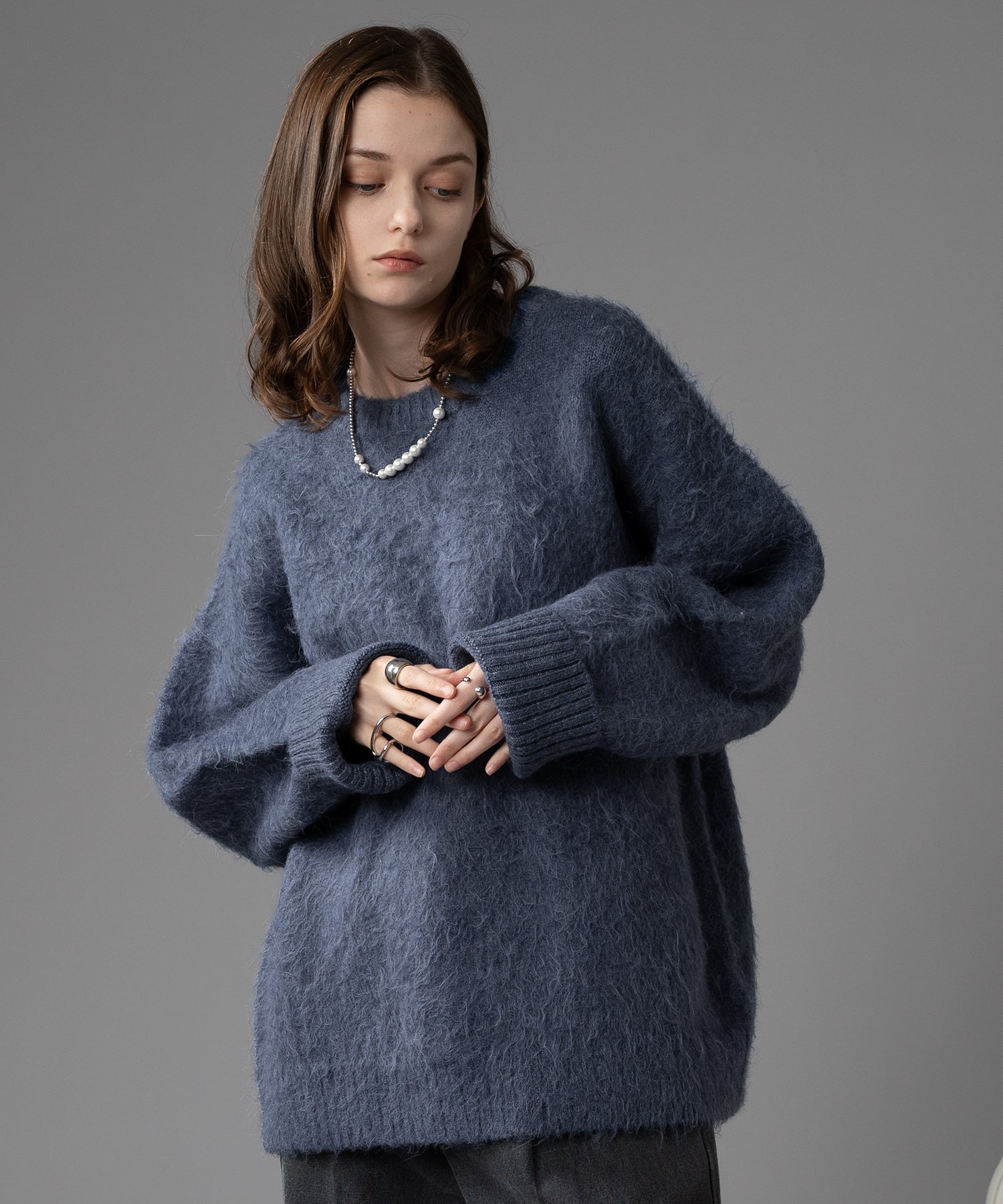 【新色追加/予約販売】LONG SLEEVE WOOL MIXED SHAGGY KNIT / ロングスリーブウール混シャギーニット※12月下旬お届け