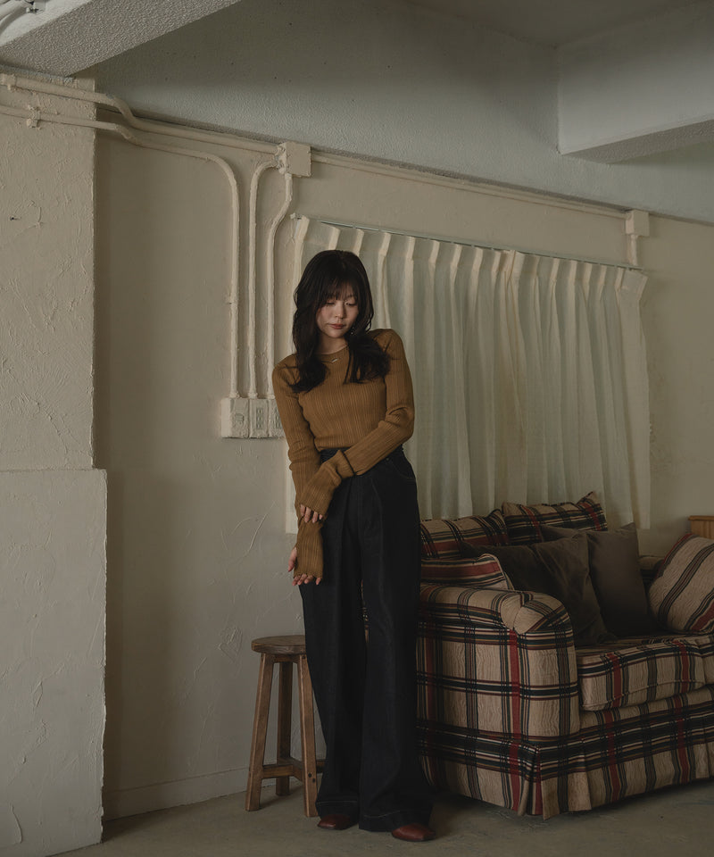 long sleeve rib knit / ロングスリーブリブニット