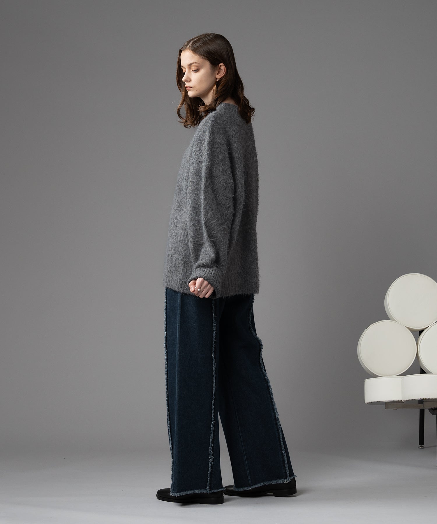 【新色追加/予約販売】LONG SLEEVE WOOL MIXED SHAGGY KNIT / ロングスリーブウール混シャギーニット※12月下旬お届け