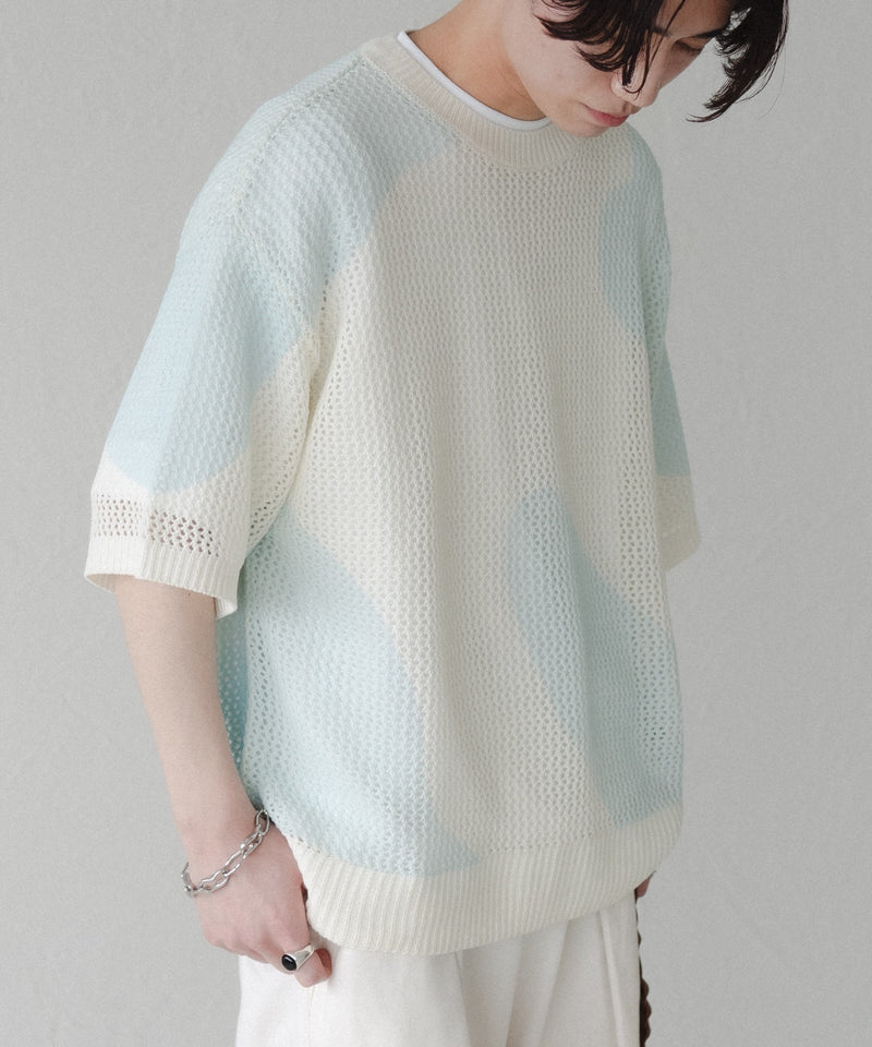 【saku】Nuance mesh loose knit / ニュアンスメッシュルーズニット