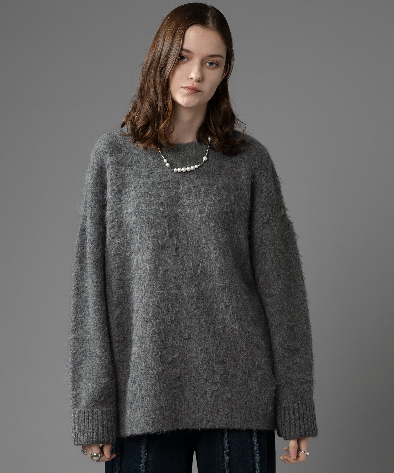【新色追加/予約販売】LONG SLEEVE WOOL MIXED SHAGGY KNIT / ロングスリーブウール混シャギーニット※12月下旬お届け