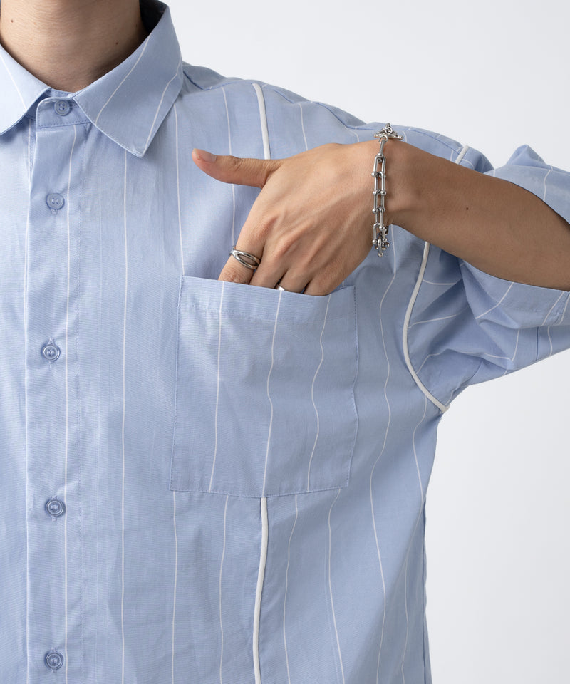 【selleglant｜セレグランテ】STRIPED PIPING SHIRT / ストライプパイピングシャツ