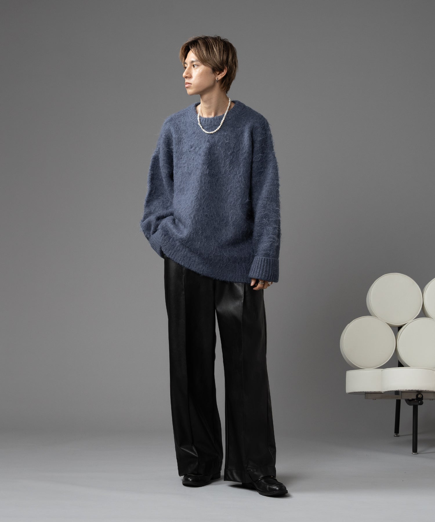 【新色追加/予約販売】LONG SLEEVE WOOL MIXED SHAGGY KNIT / ロングスリーブウール混シャギーニット※12月下旬お届け