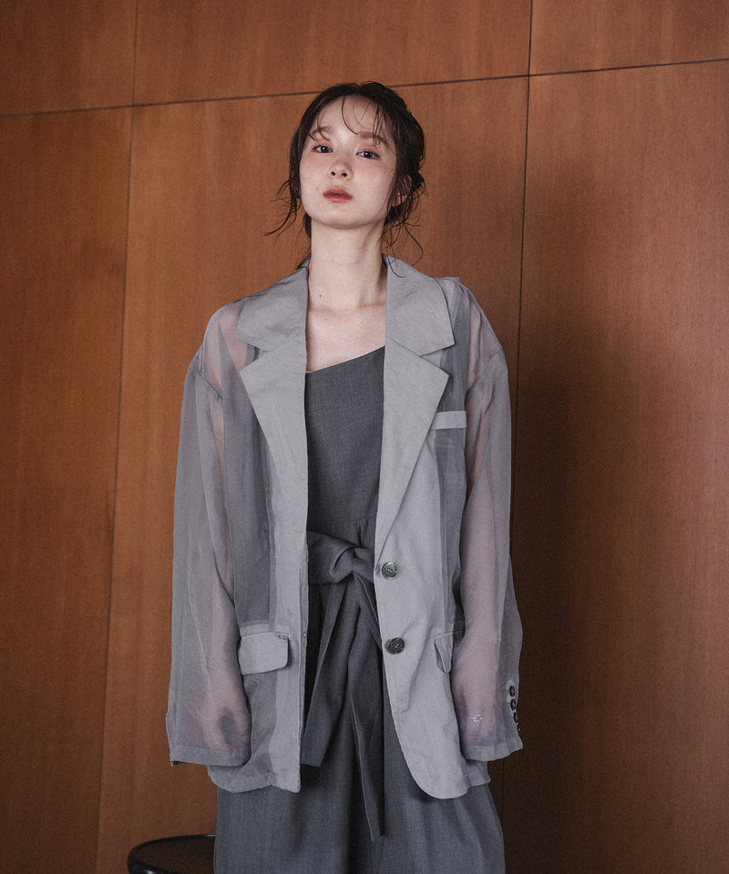 shell like button sheer jacket / シェル調ボタンシアージャケット