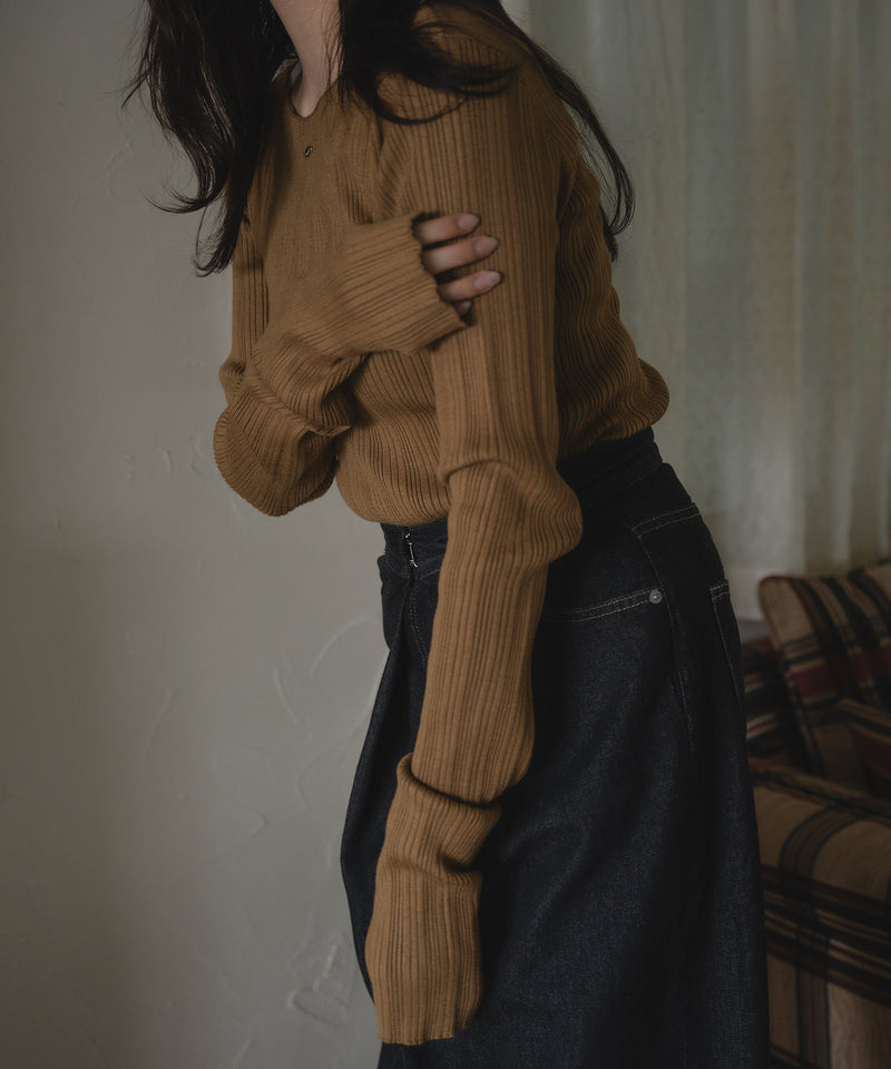 long sleeve rib knit / ロングスリーブリブニット