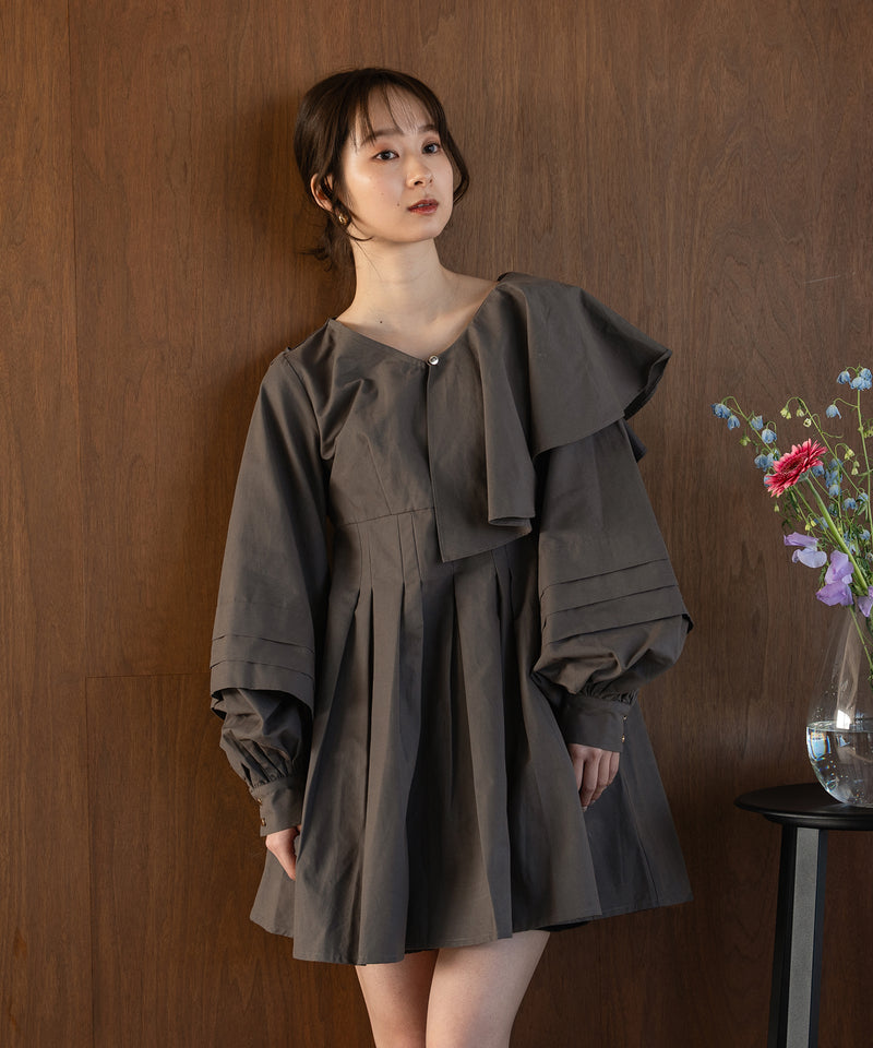 volume sleeve tunic onepiece / ボリュームスリーブフリルチュニックワンピース