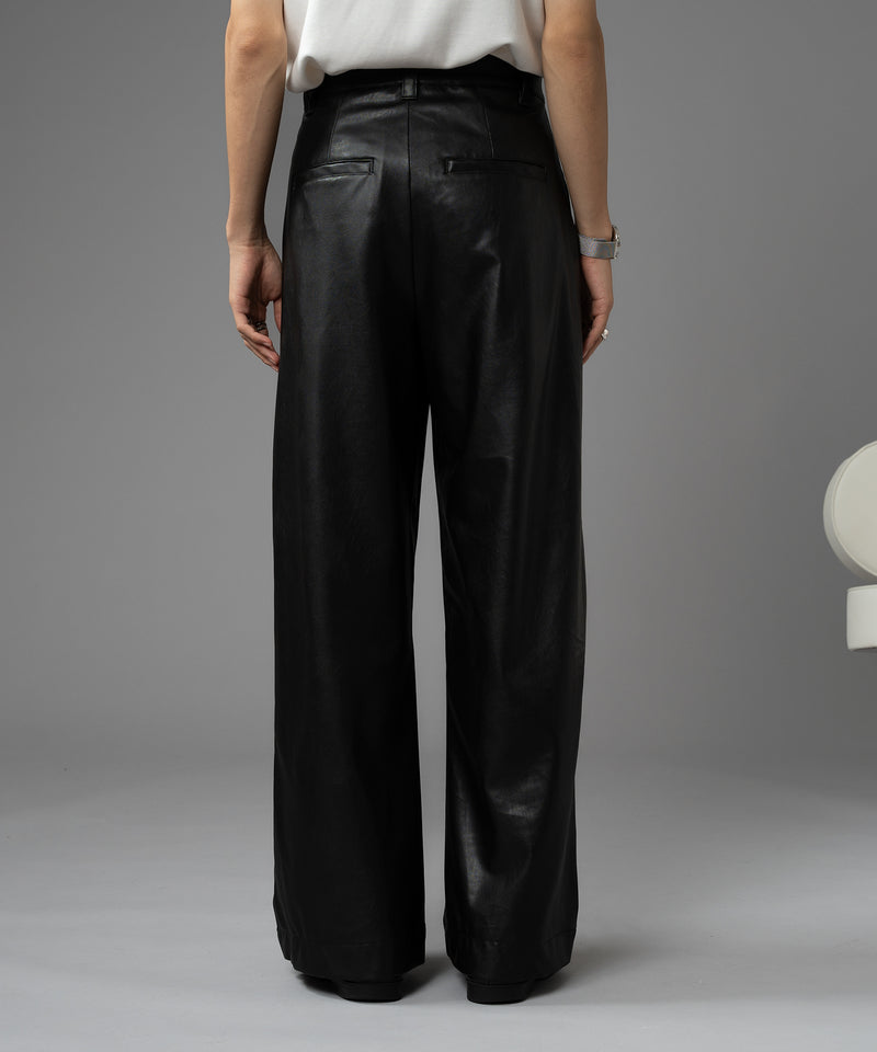 【selleglant｜セレグランテ】FAKE LEATHER TUCK WIDE PANTS / フェイクレザータックワイドパンツ