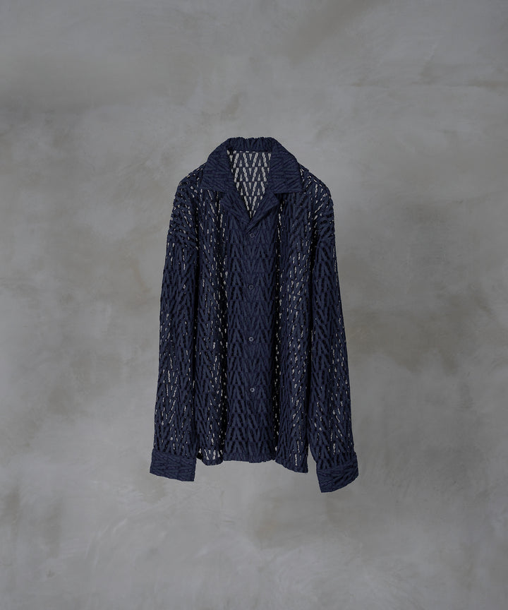selleglant｜セレグランテ】CORD LACE OPEN COLLAR SHEER SHIRT