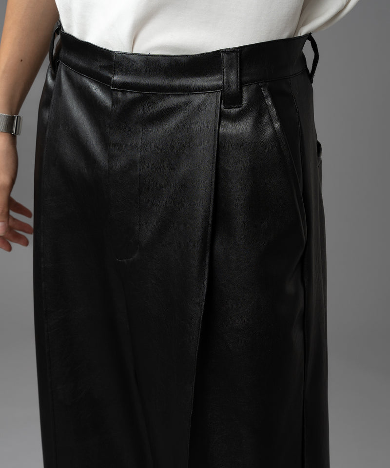 【selleglant｜セレグランテ】FAKE LEATHER TUCK WIDE PANTS / フェイクレザータックワイドパンツ