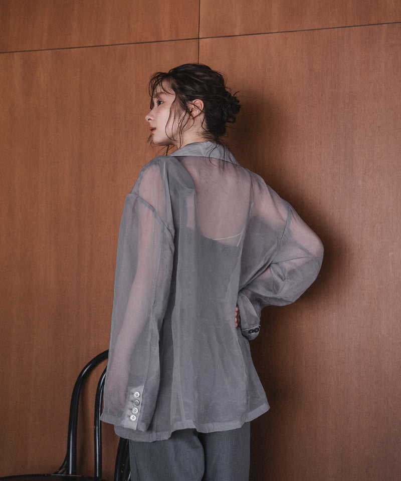 shell like button sheer jacket / シェル調ボタンシアージャケット