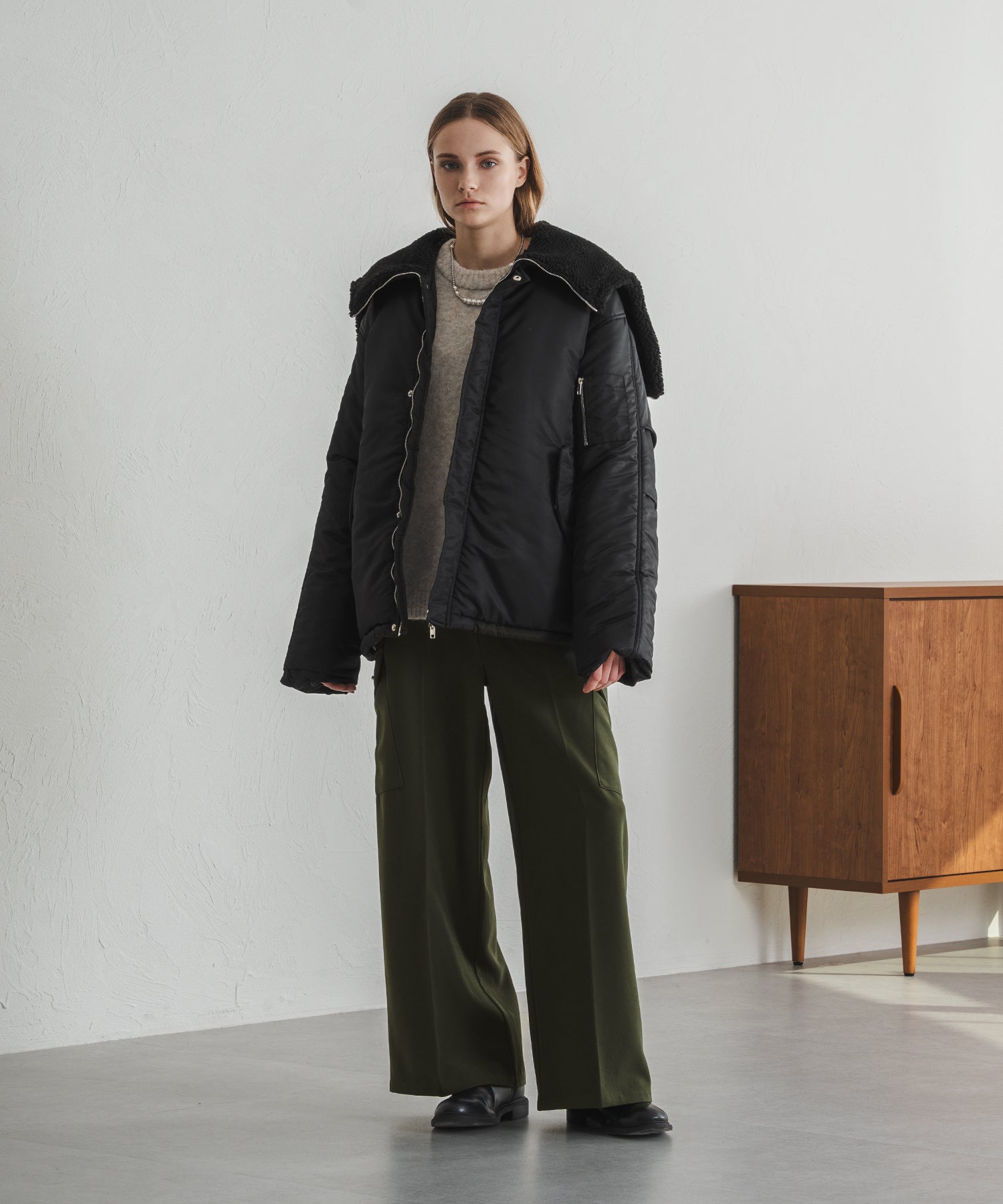 【New】WIDE STRAIGHT MILITARY SLACKS/ワイドストレートミリタリースラックス