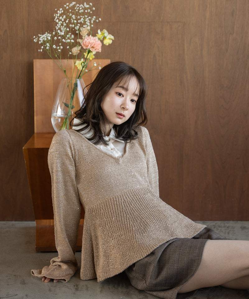 peplum sequins knit / ペプラムスパンコールニット