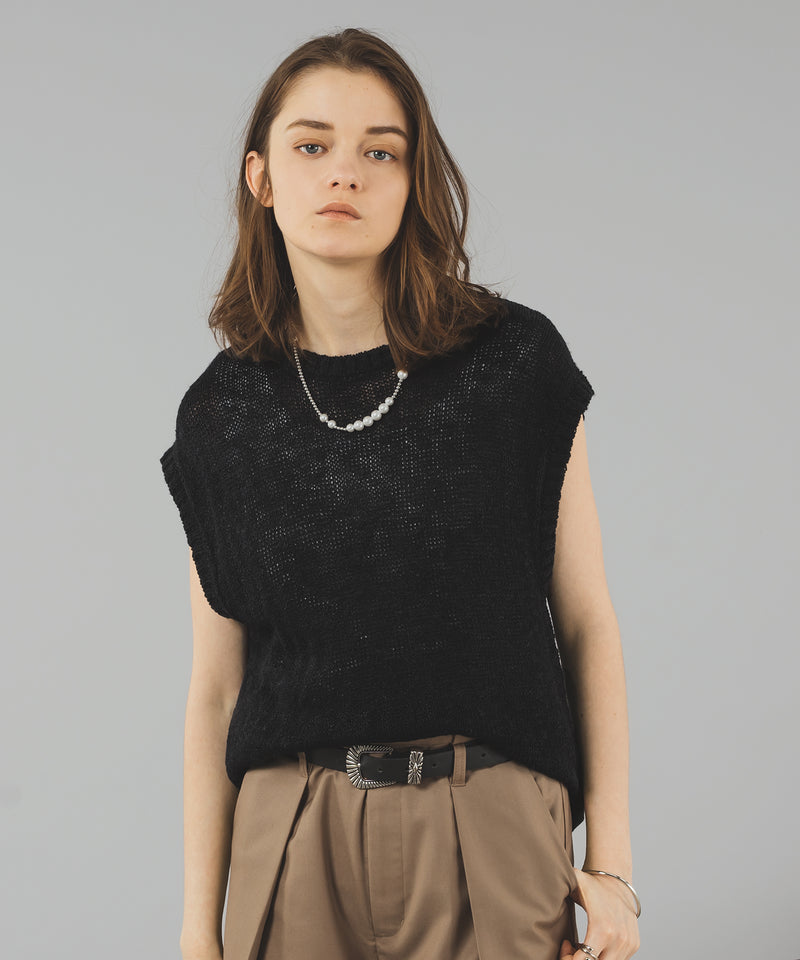 NO SLEEVE BOUCLE KNIT/ノースリーブブークレニット